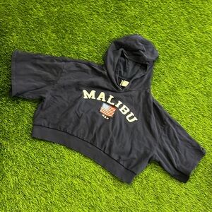 H&M Cropped Hooded Short Sleeve Sweatshirt